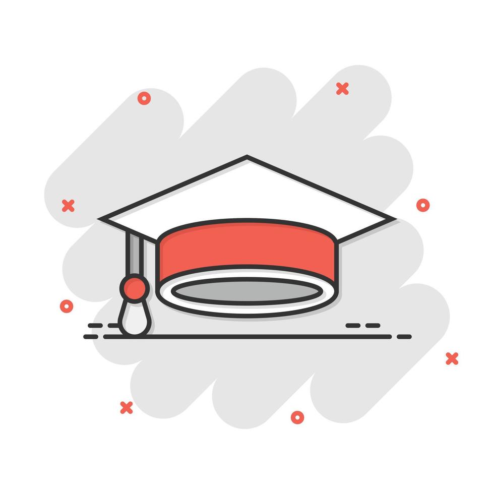 Graduation hat icon in flat style. Student cap vector illustration on white isolated background. University business concept.