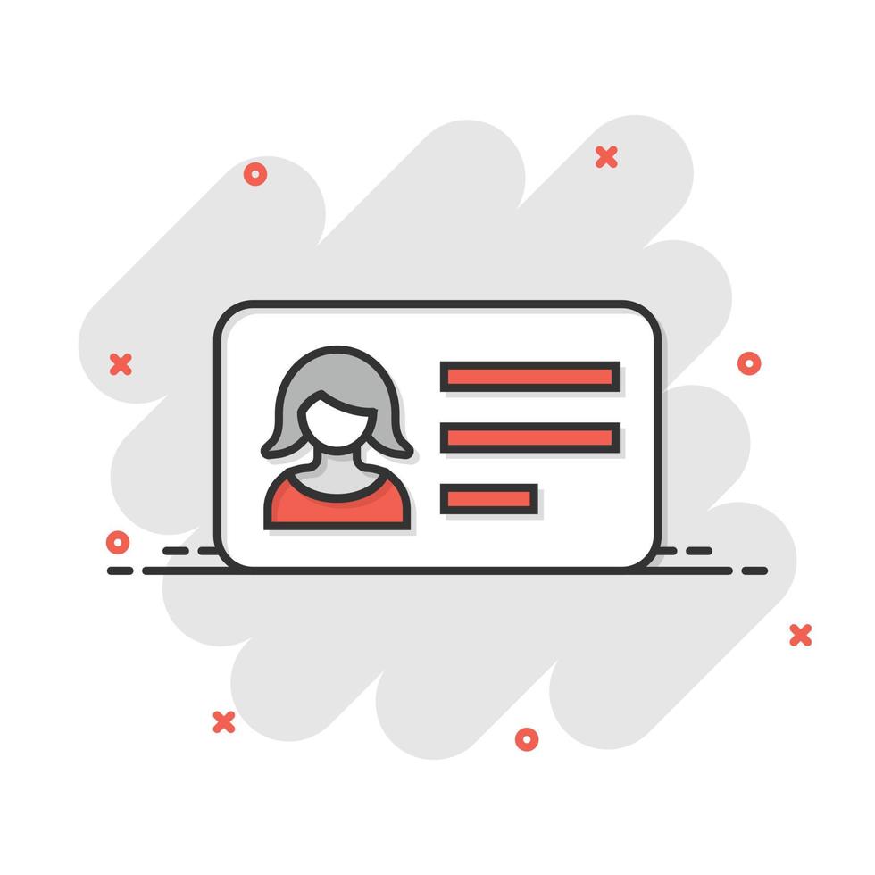icono de la tarjeta de identificación de las mujeres en estilo cómico. ilustración de vector de icono de la tarjeta de identificación de las mujeres en estilo cómico. ilustración de vector de