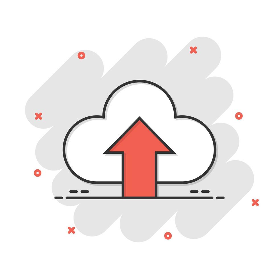Digital service icon in comic style. Network cloud cartoon vector illustration on white isolated background. Computer technology splash effect business concept.