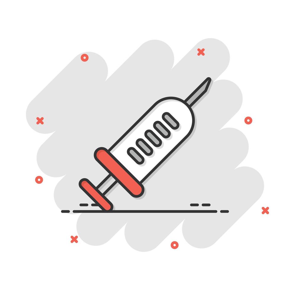 Syringe icon in flat style. Inject needle vector illustration on white isolated background. Drug dose business concept.