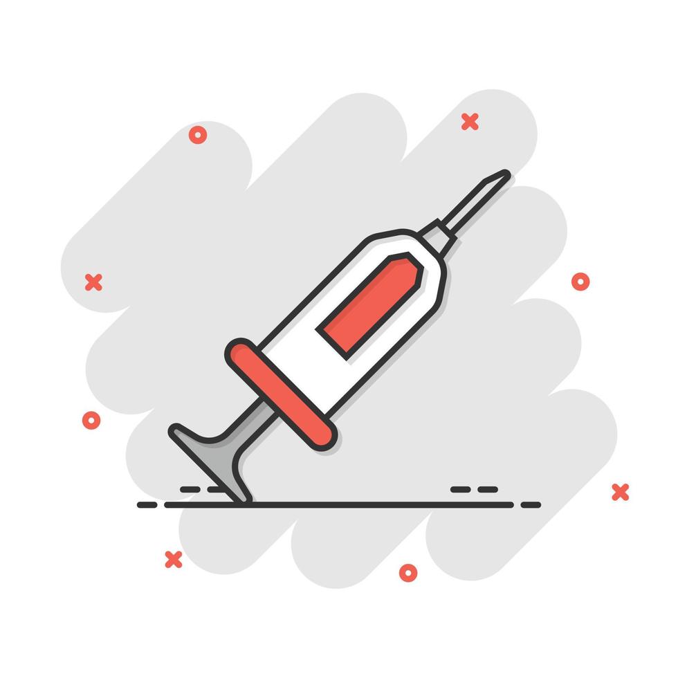 Syringe icon in flat style. Inject needle vector illustration on white isolated background. Drug dose business concept.