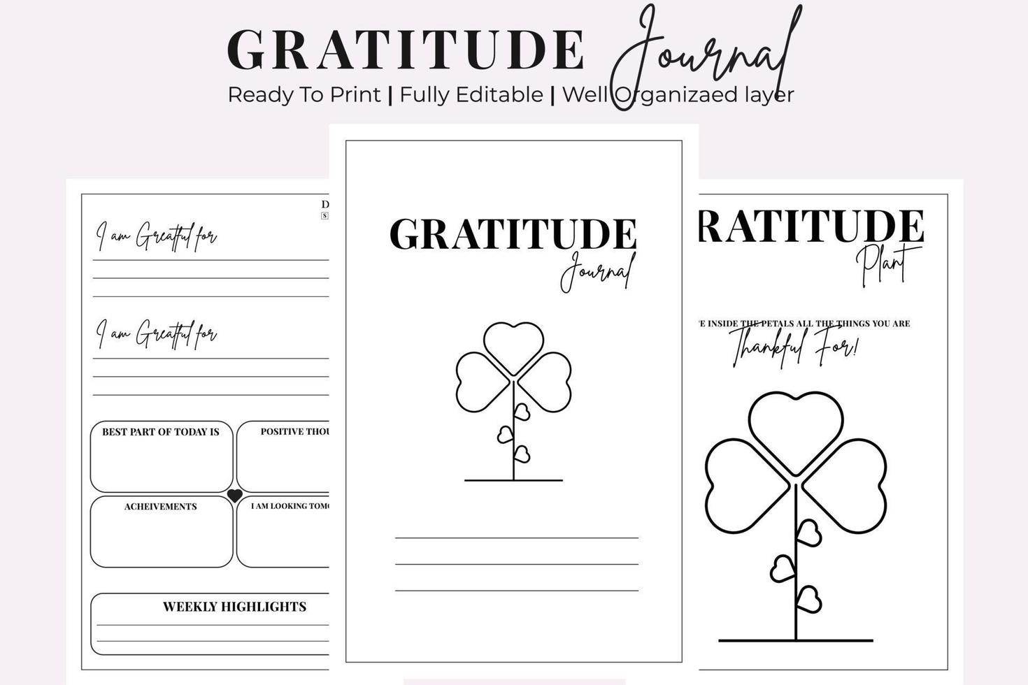 Gratitude Journal Kdp Interior vector