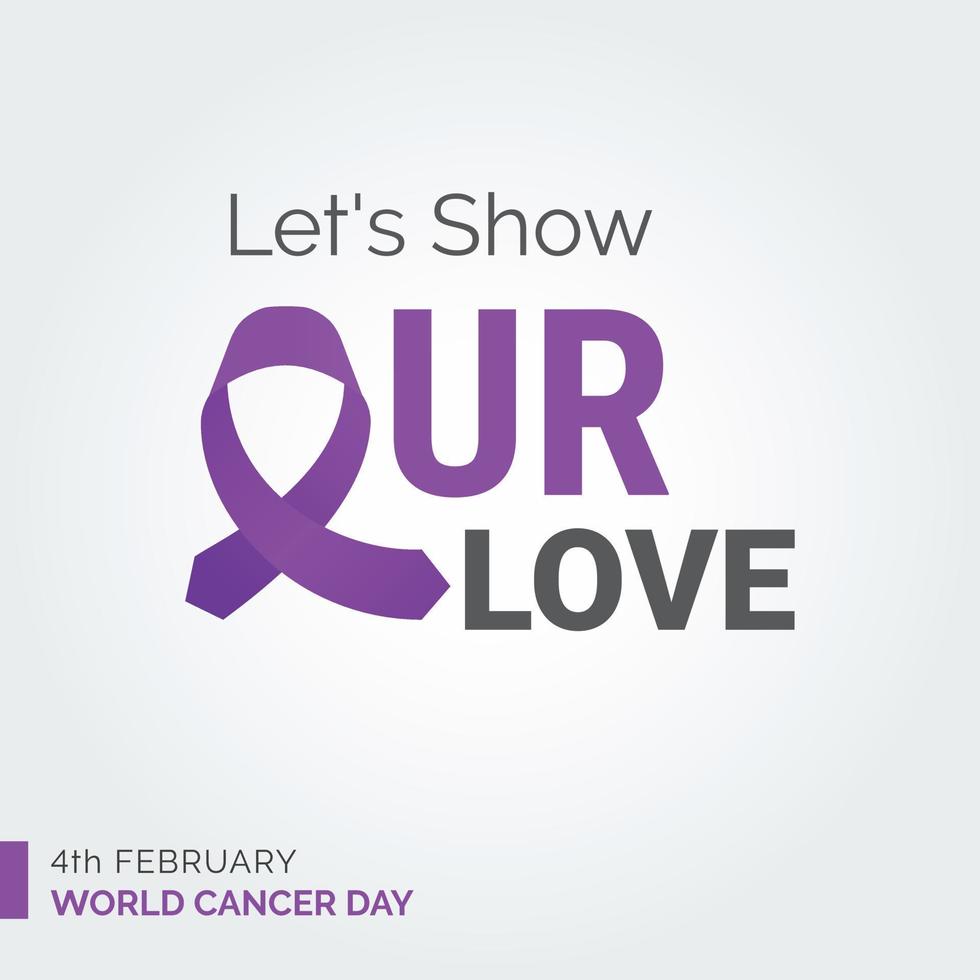 mostremos nuestra tipografía de cinta de amor. 4 de febrero dia mundial contra el cancer vector