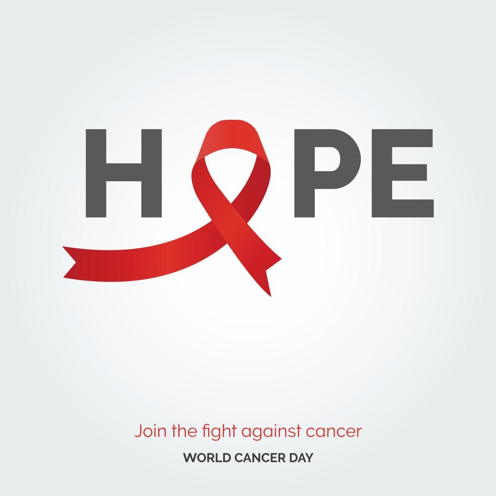 Hope Ribbon Typography. join the fight against cancer - World Cancer Day vector