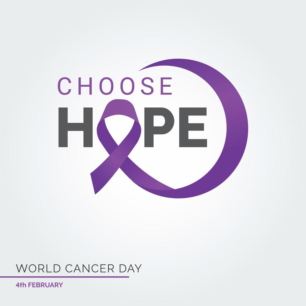 elija la tipografía de la cinta de esperanza. 4 de febrero dia mundial contra el cancer vector