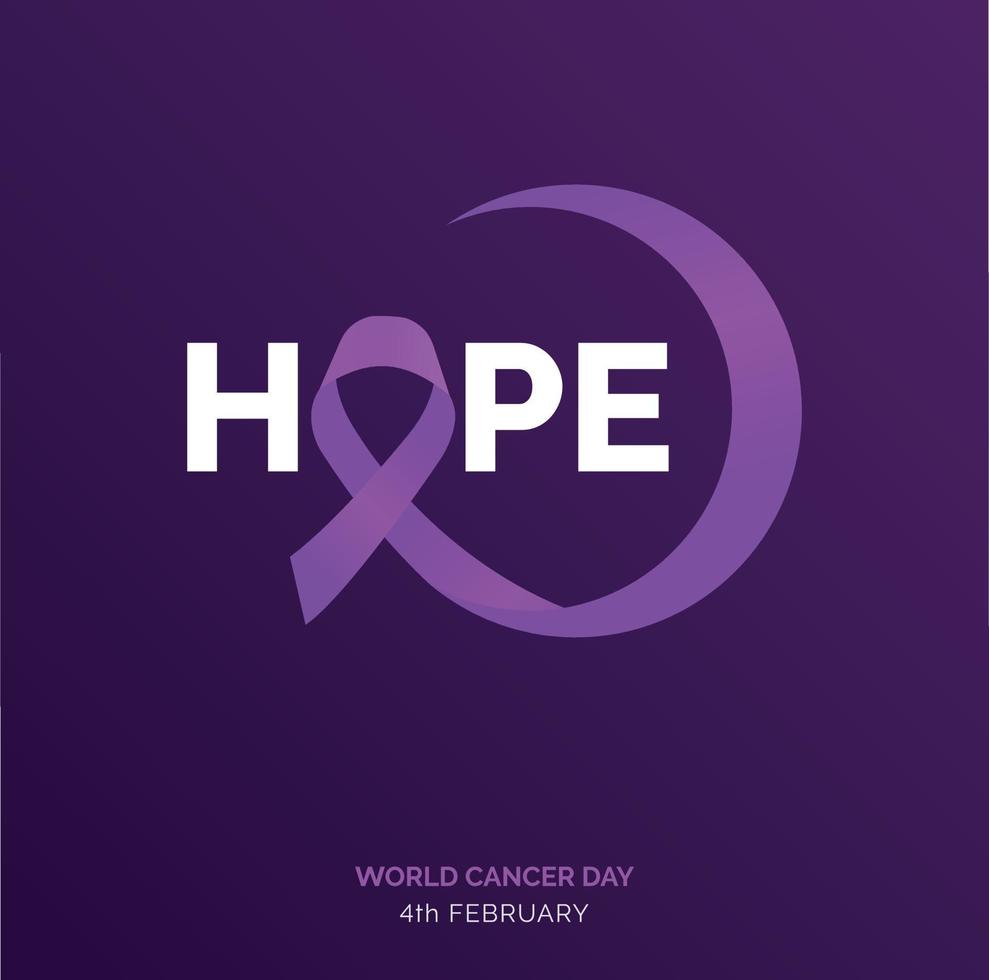 tipografía de cinta de esperanza. 4 de febrero dia mundial contra el cancer vector