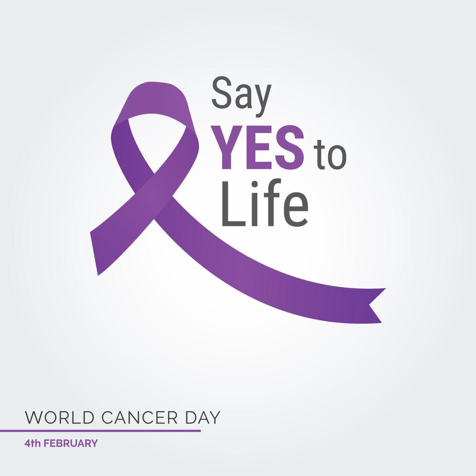 Di sí a la tipografía de la cinta de la vida. 4 de febrero dia mundial contra el cancer vector