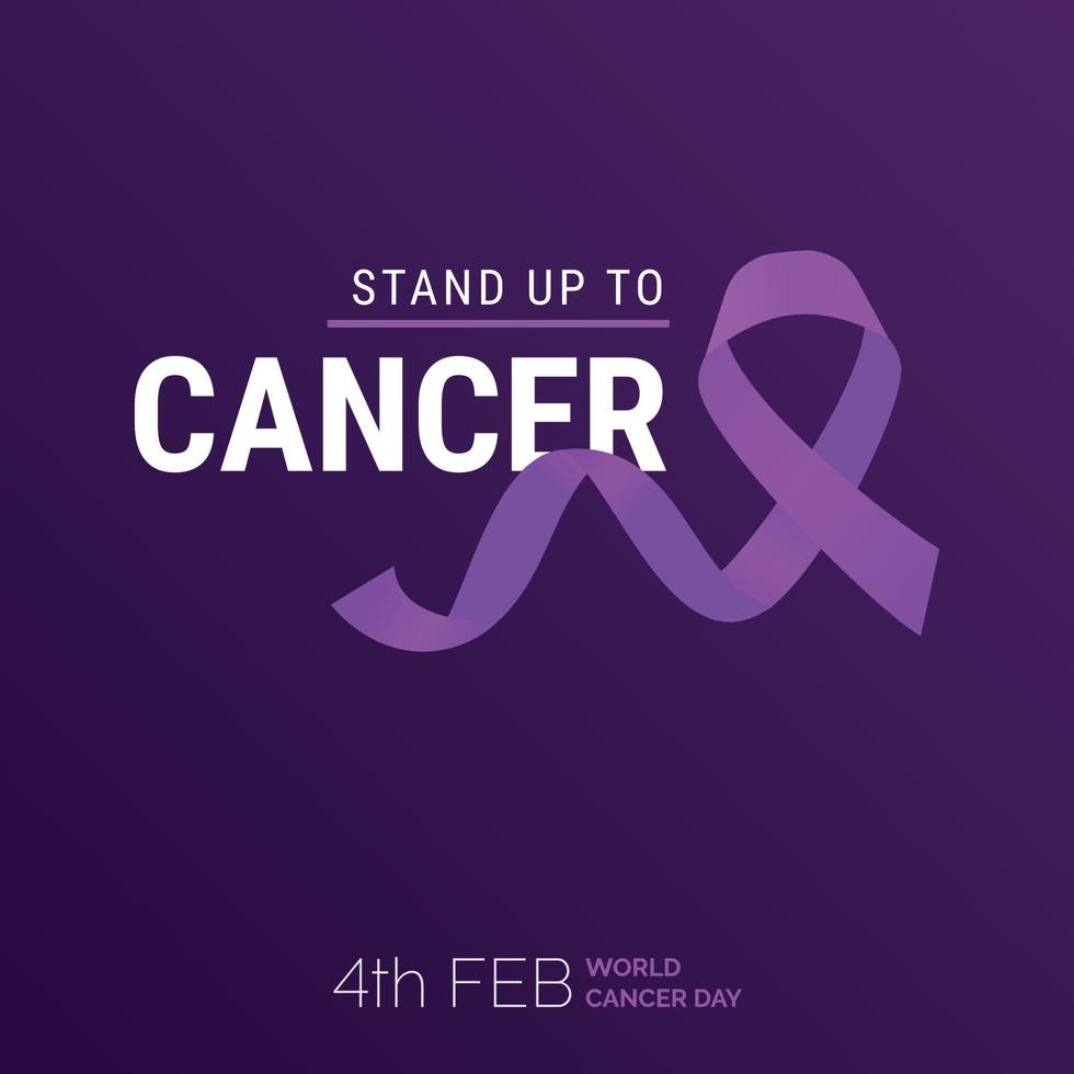 hacer frente a la tipografía de cinta de cáncer. 4 de febrero día mundial contra el cáncer vector