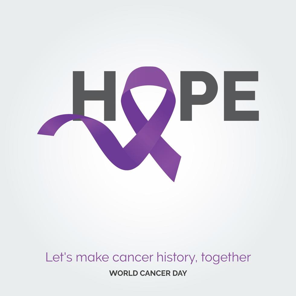 Hope Ribbon Typography. let's make cancer history. together World