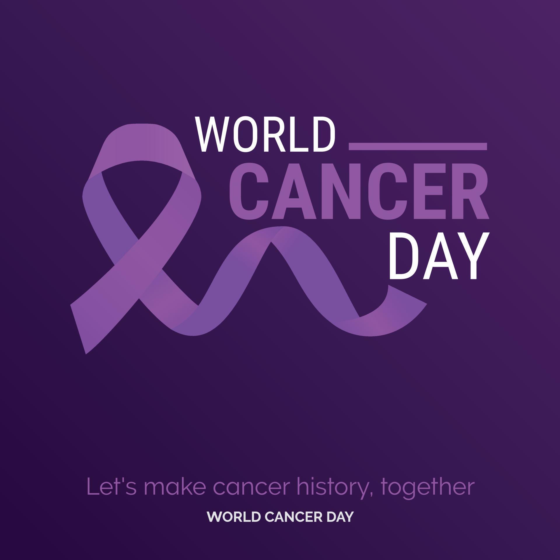 World Cancer Day Ribbon Typography. let's make cancer history. together