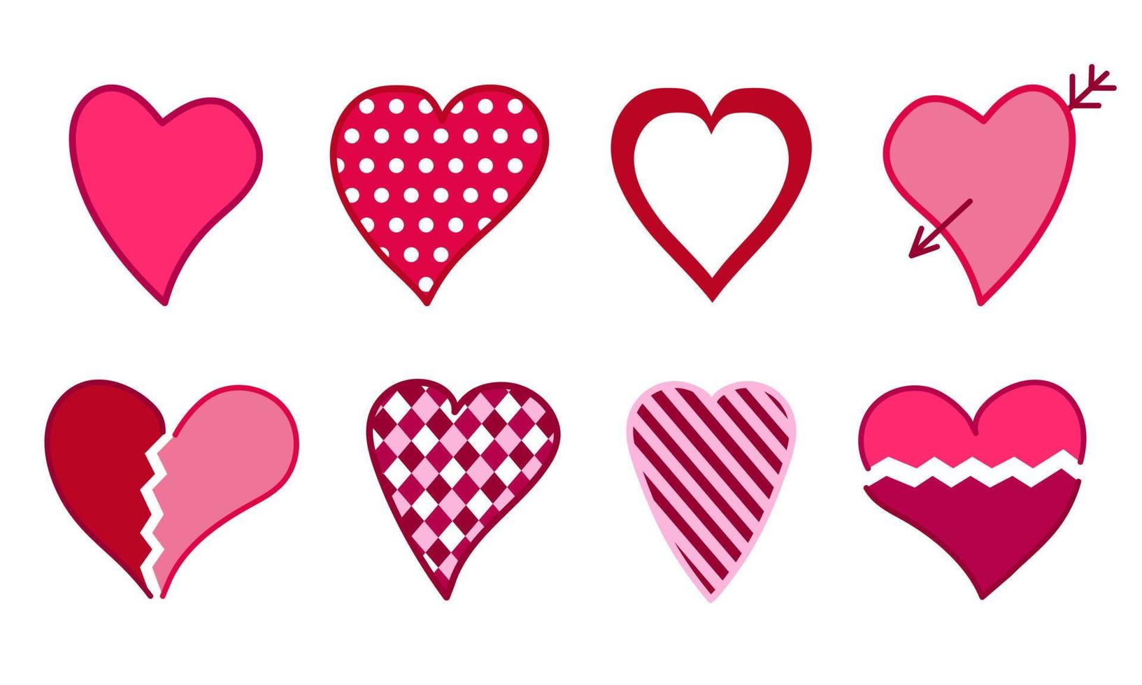 conjunto de corazones vectoriales decorativos vector