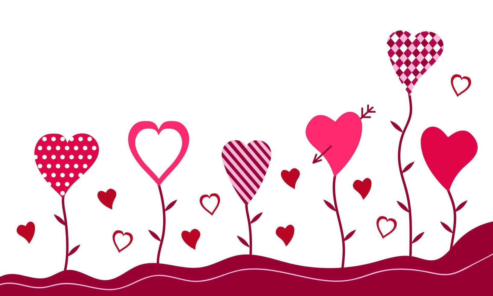 Banner with growing heart flowers vector
