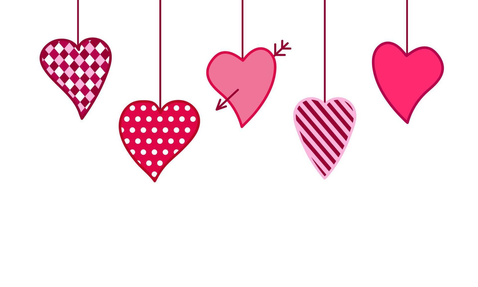 A garland of pink hearts is a decorative background for an invitation, a banner, a card for Valentine's Day vector