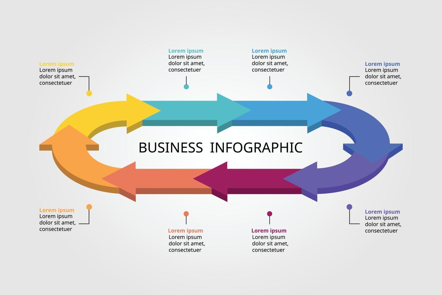 timeline arrow circle chart template for infographic for presentation for 8 element vector