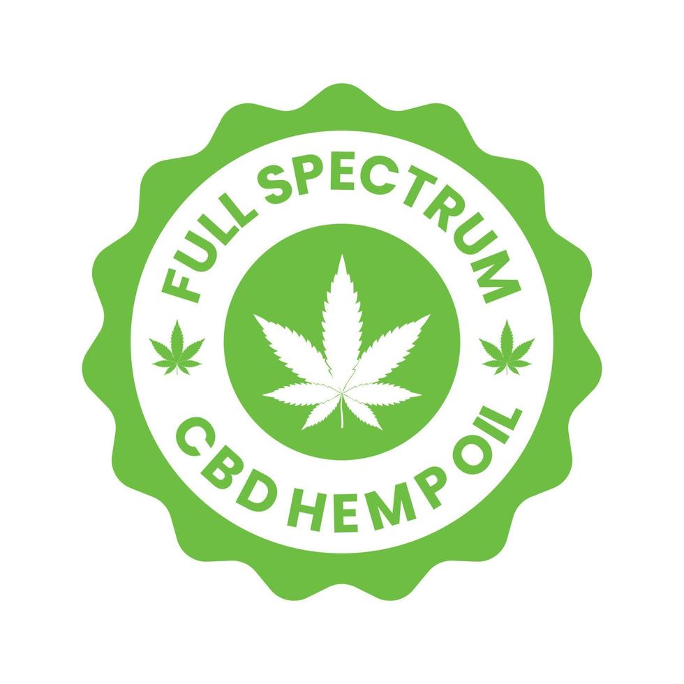 Full Spectrum CBD Hemp Oil Label Design Icon, CBD Oil Label Stamp Icon vector