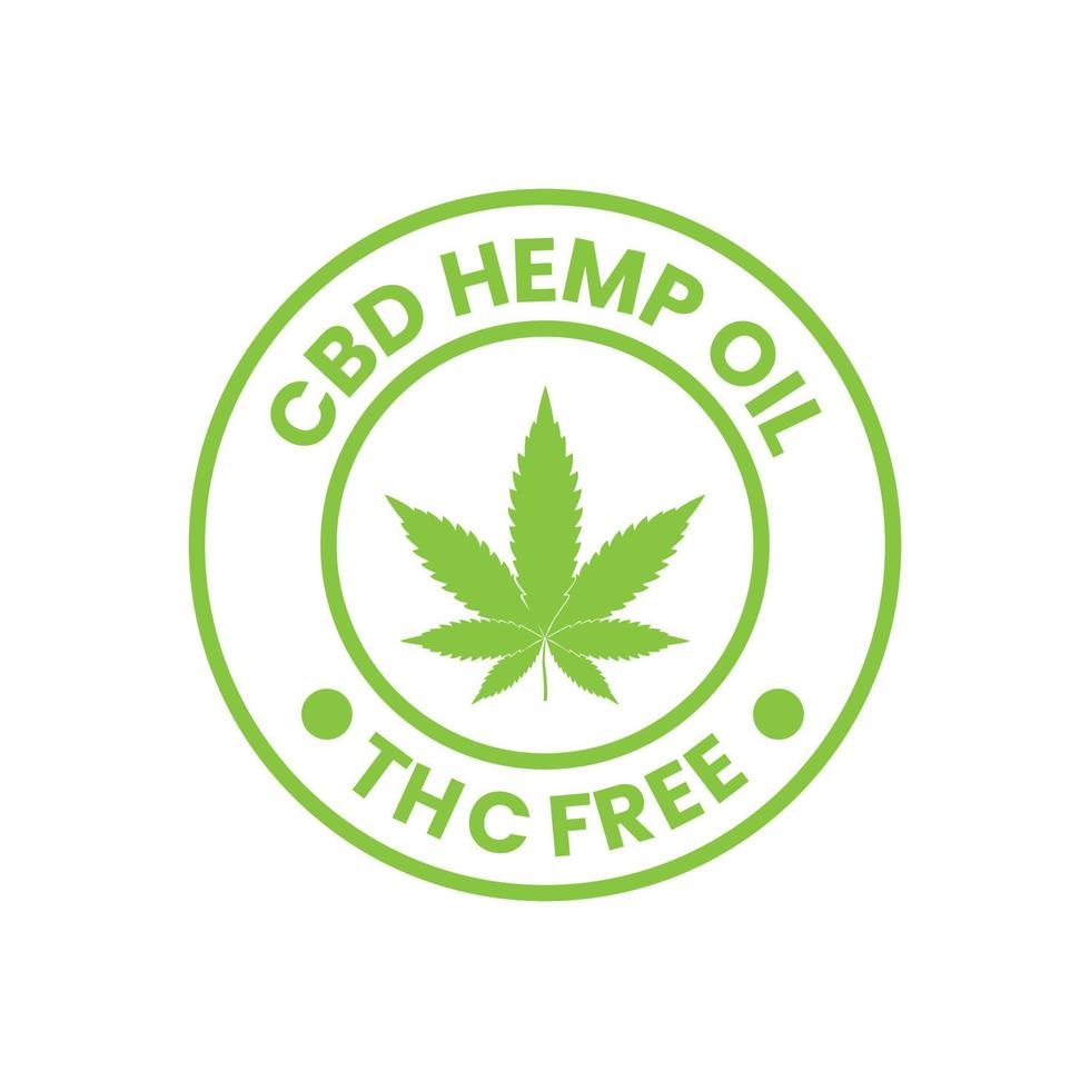THC Free Stamp Icon, cbd hemp oil label design template elements vector