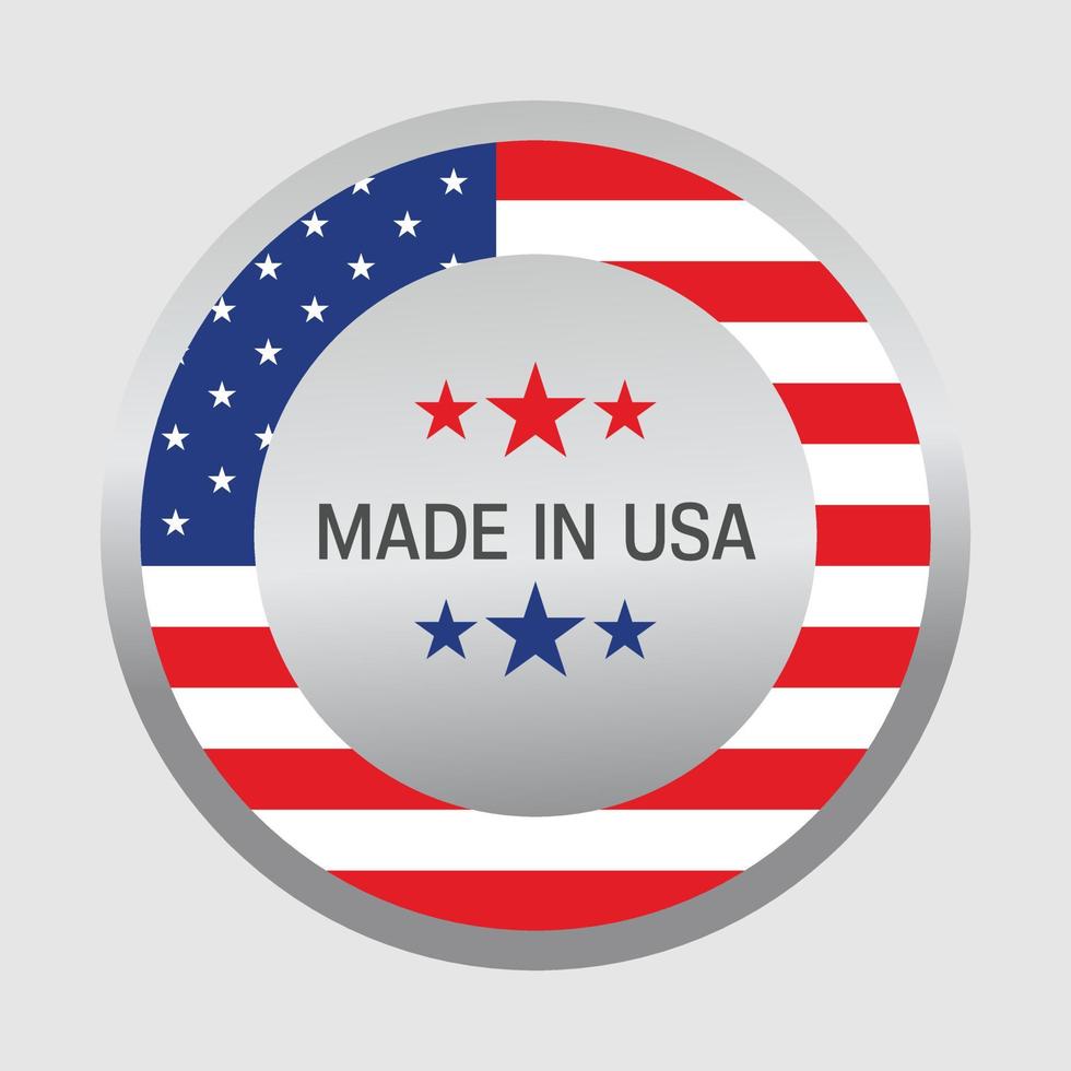 Made in USA icon vector, Standard quality emblem vector illustration with silver Gossy 3d Effect