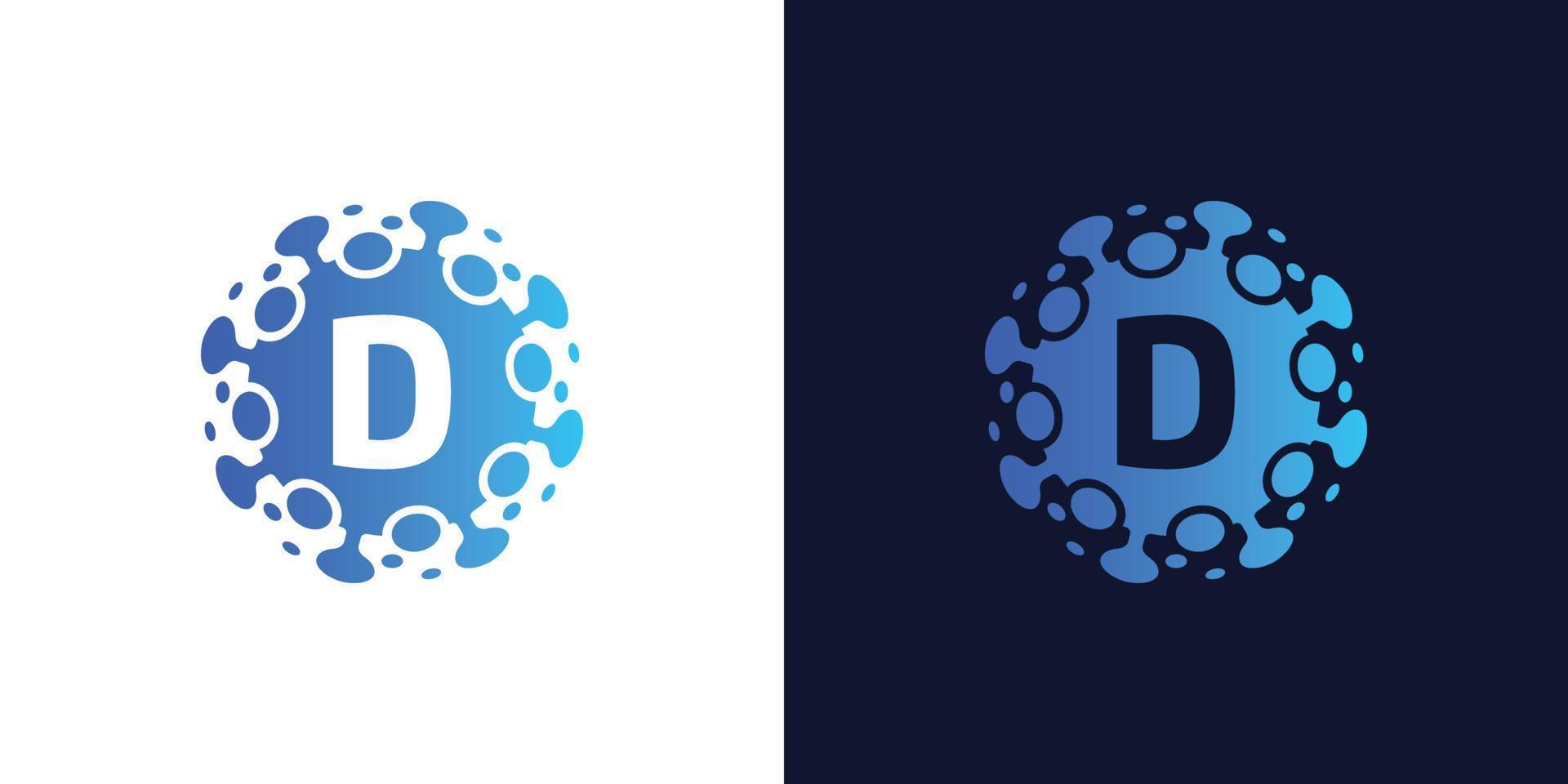 molecule initial Letter D Logo design , Lab Logo Design Element , Design Vector with Dots