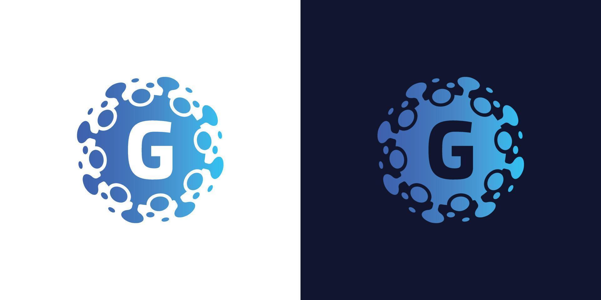 molecule initial Letter G Logo design , Lab Logo Design Element , Design Vector with Dots