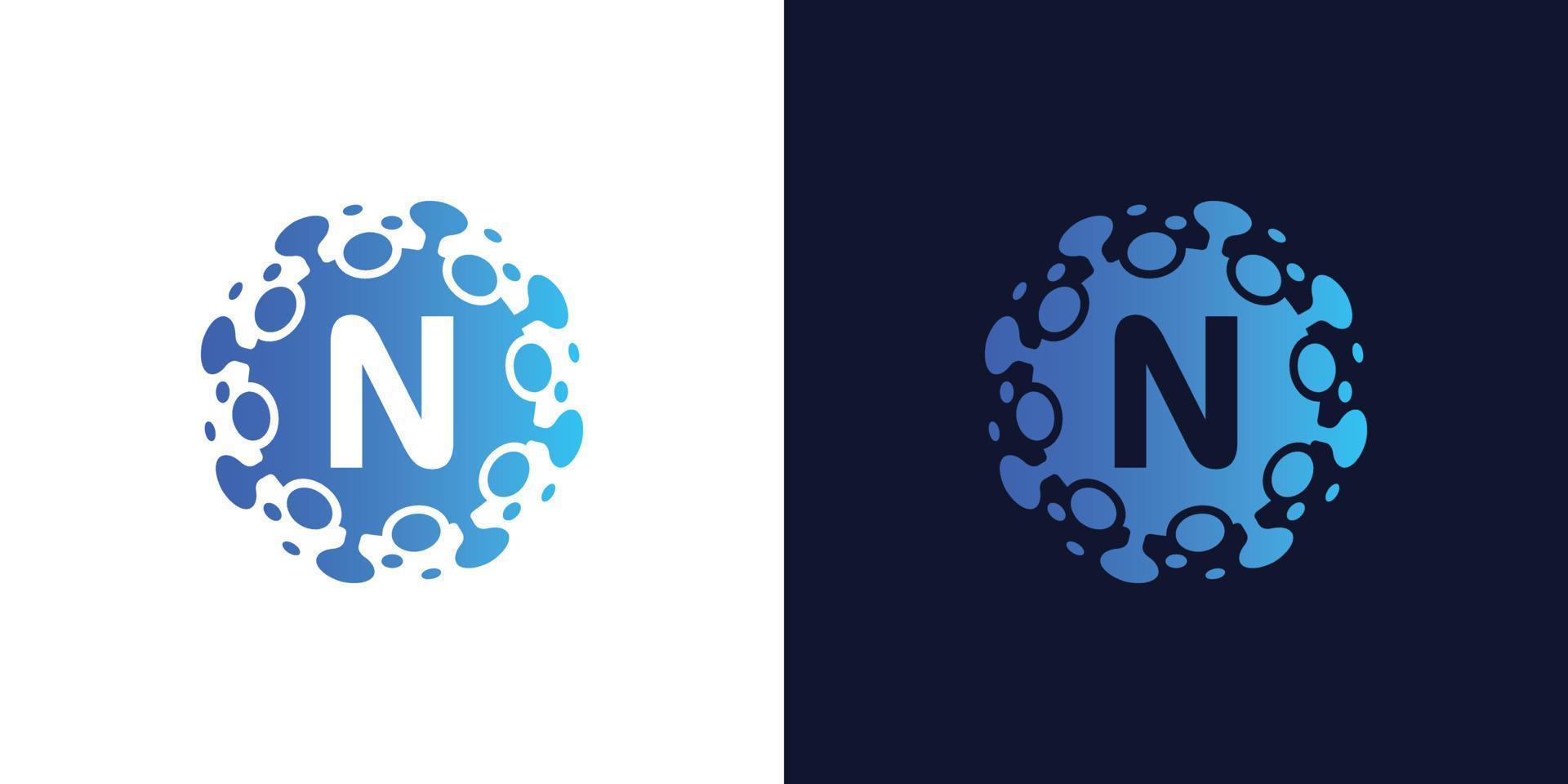 molécula letra inicial n diseño de logotipo , elemento de diseño de logotipo de laboratorio , vector de diseño con puntos