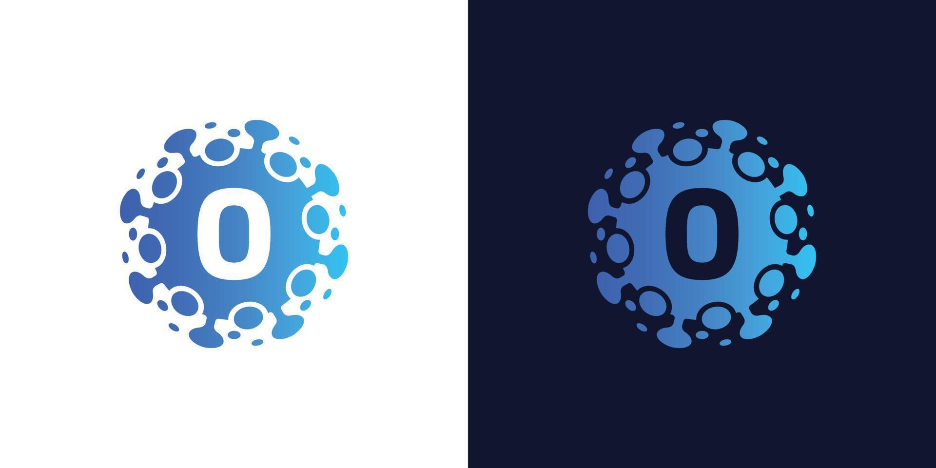 molecule initial Letter O Logo design , Lab Logo Design Element , Design Vector with Dots