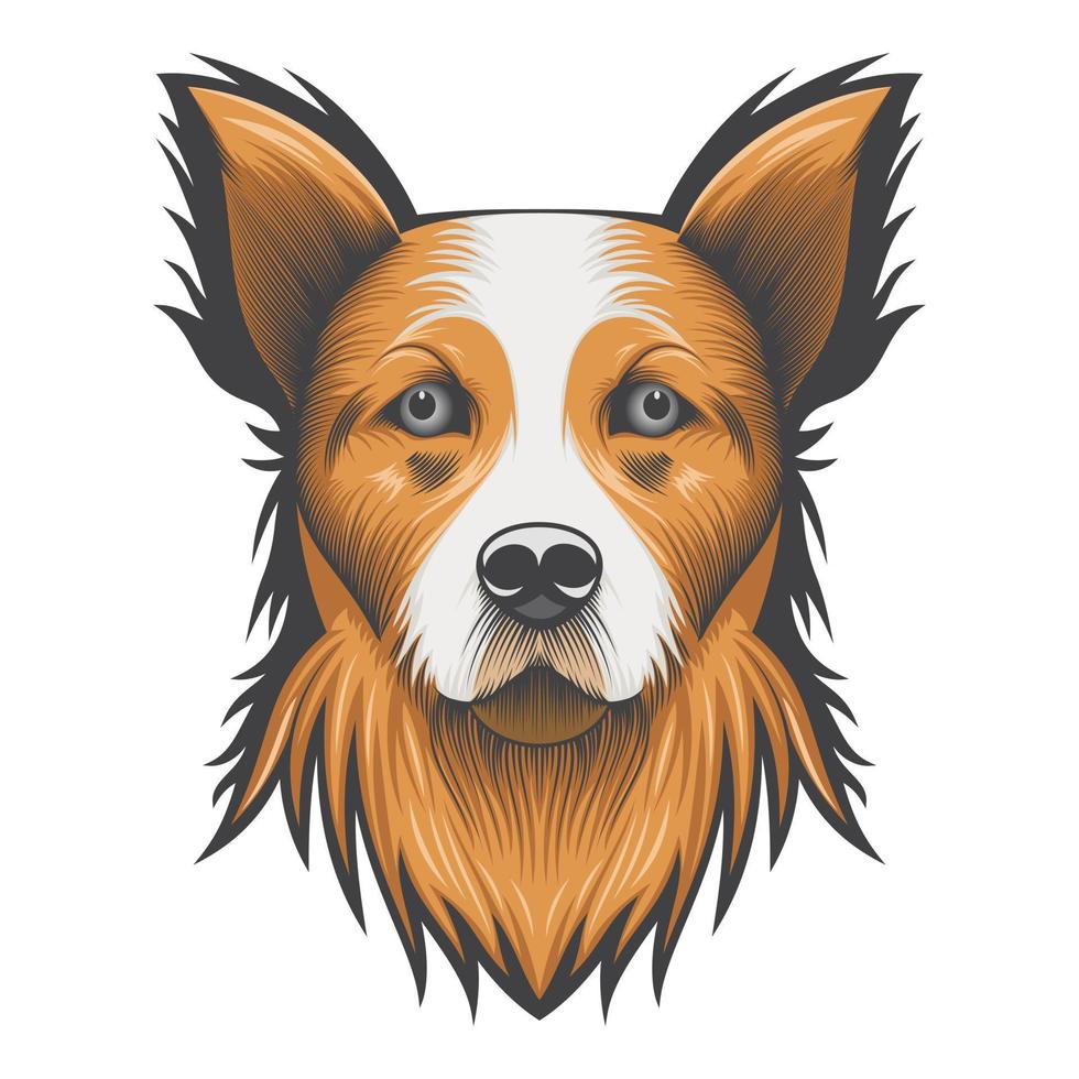 Portrait of a Welsh Corgi Dog - Vector illustration - Dog Face Logo