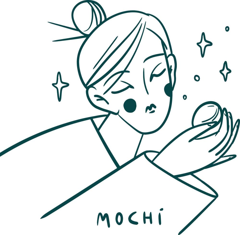 Cute girl with mochi magic illustration vector