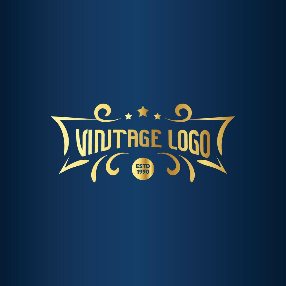 logotipo de marco vintage gratis con color dorado. etiqueta antigua. adecuado para estudio, barbería, etiqueta, elaboración de cerveza, salón, tienda, señalización. vector