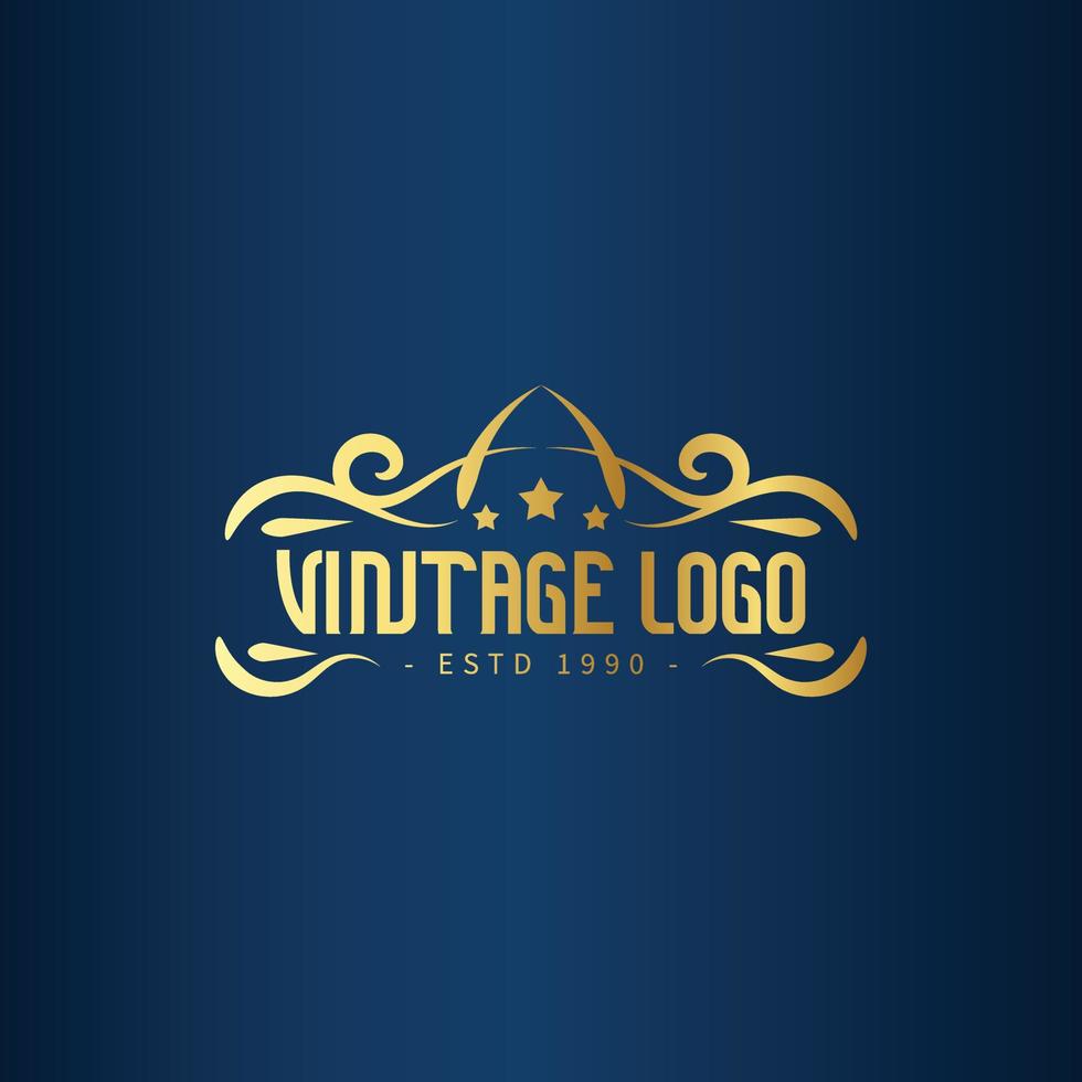 free Vintage frame logo with gold color. Antique label. Suitable for studio, barber shop, label, brewing, salon, shop, signage. vector