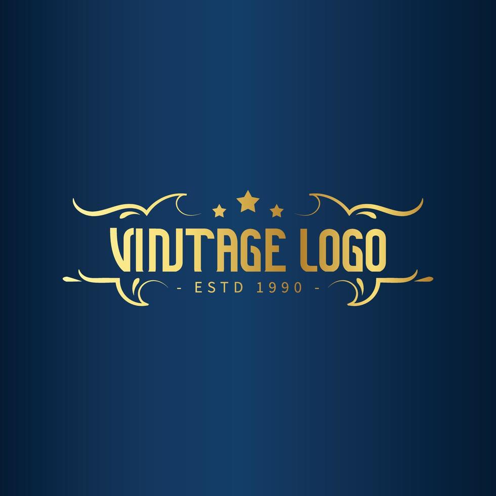 free Vintage frame logo with gold color. Antique label. Suitable for studio, barber shop, label, brewing, salon, shop, signage. vector