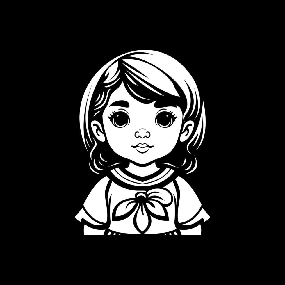 little girl coloring page vector