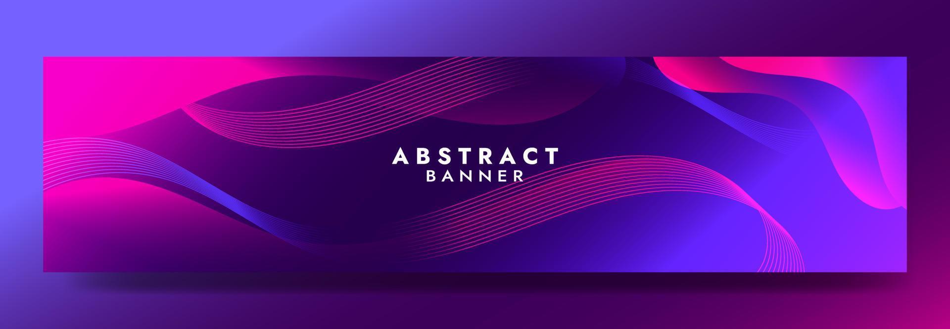 plantilla de banner de onda fluida azul púrpura abstracto vector