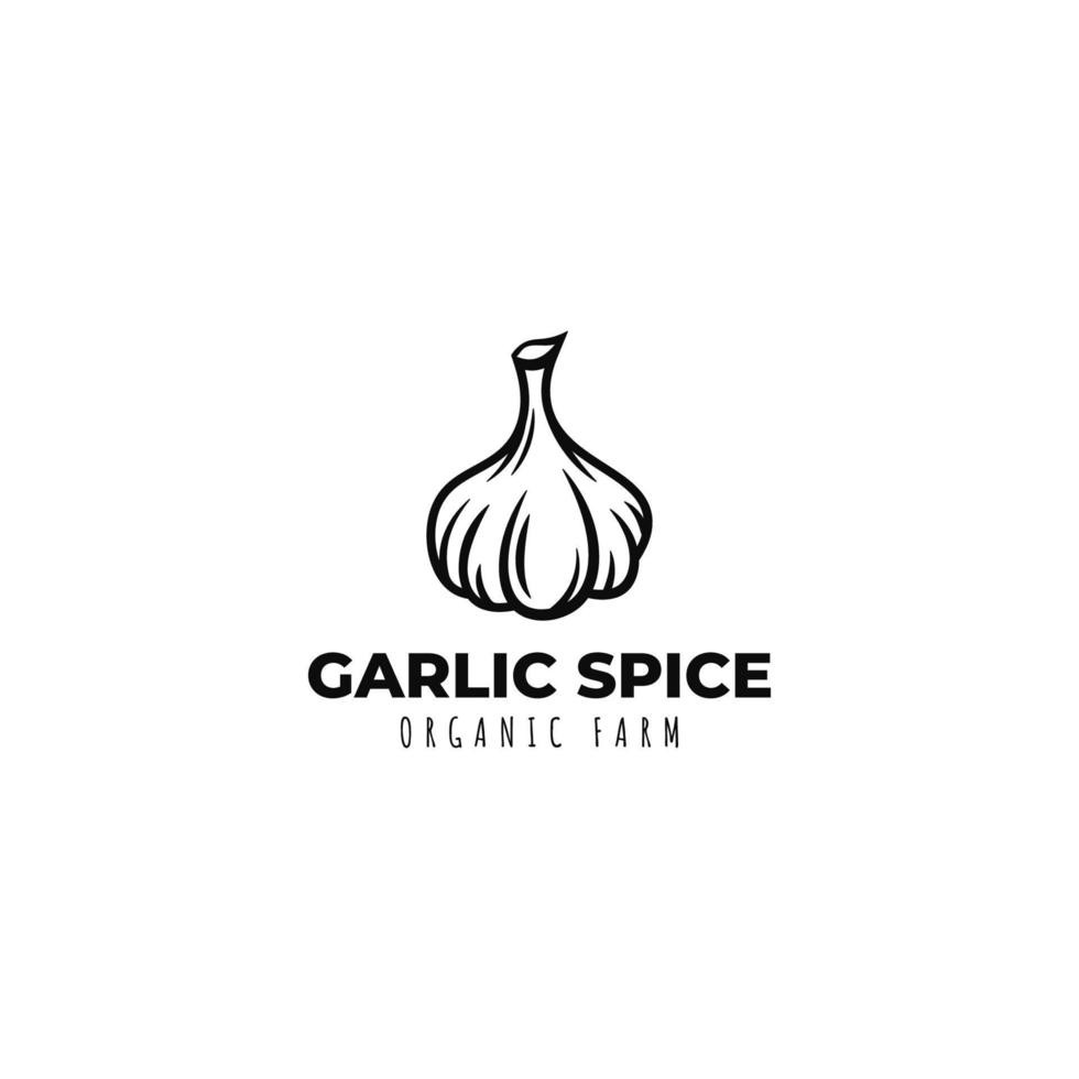 Garlic spice line logo vector illustration design template, hand drawn garlic icon logo line art vector