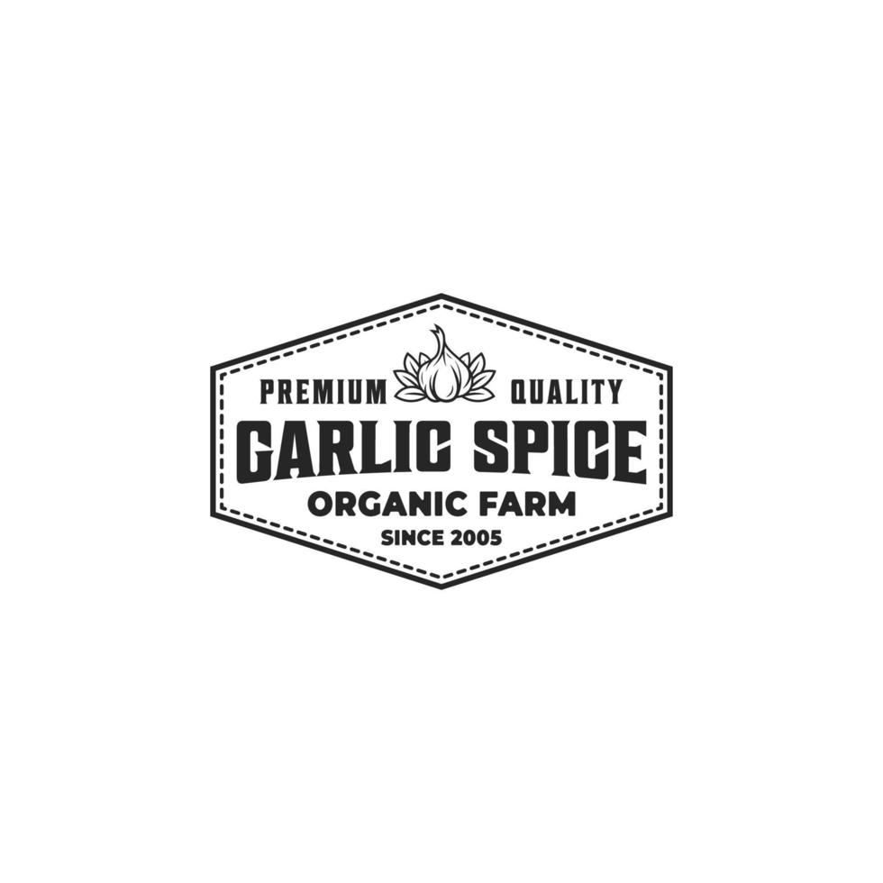 Garlic spice badge logo vector design vintage style