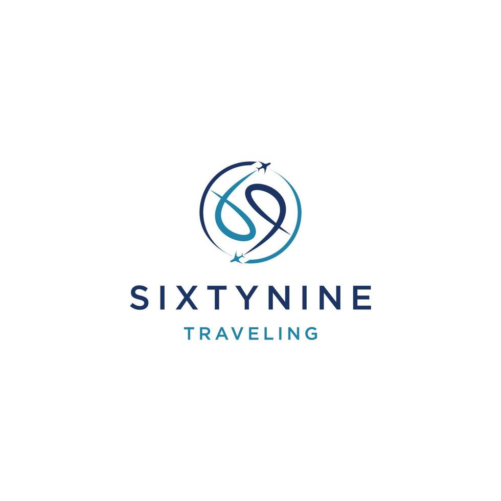 Sixty nine travel logo design template flat vector