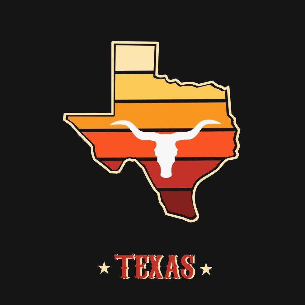 vector de ilustración del mapa de texas con color de puesta de sol perfecto para símbolo, etc.