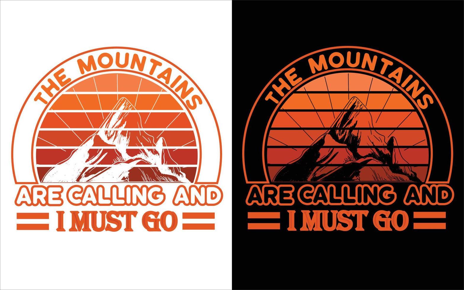 Mountains T-shirt design free vector. vector
