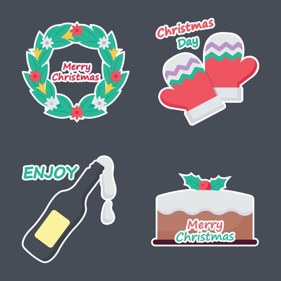 Hand Drawn Christmas Stickers Collection vector