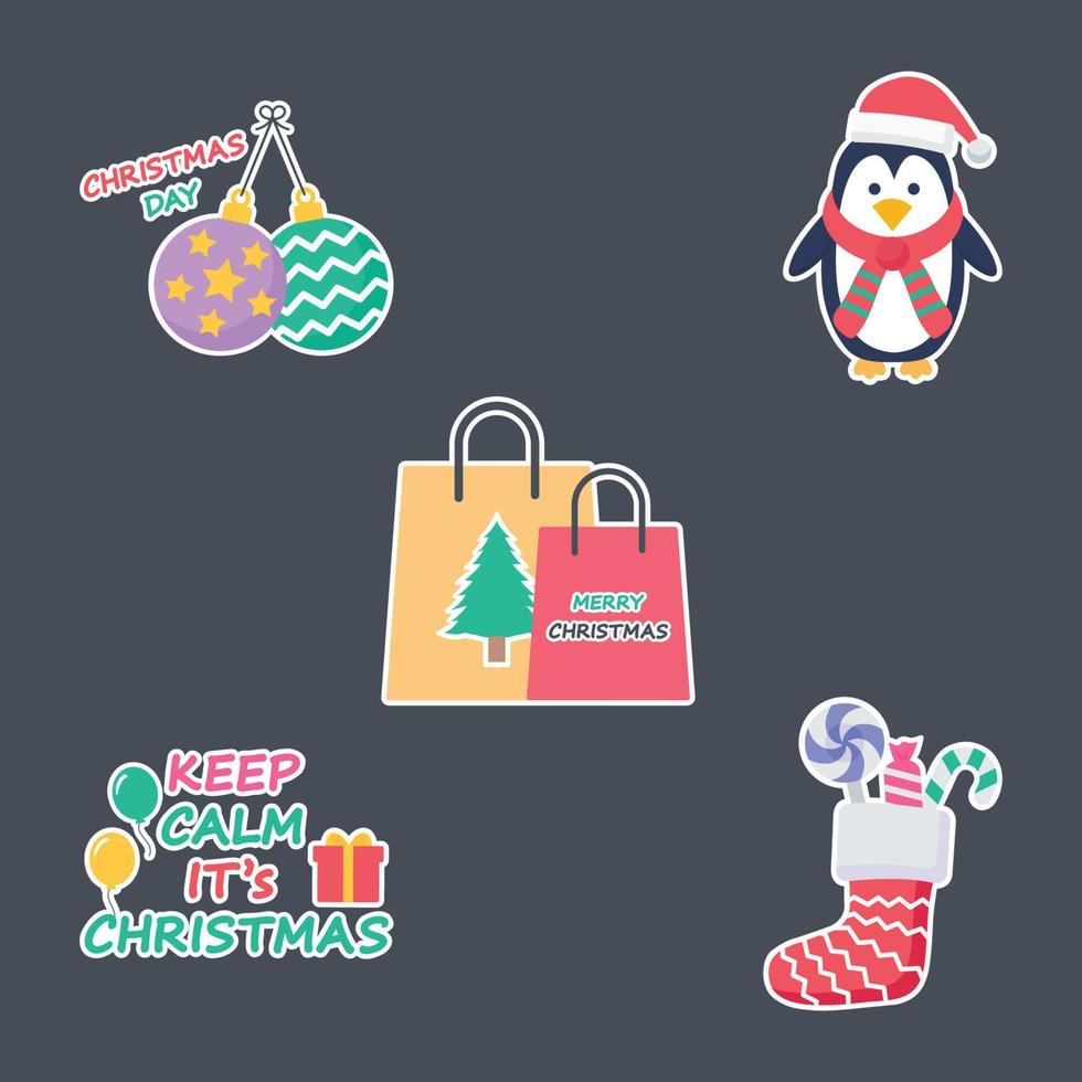 Collection of Christmas Stickers vector
