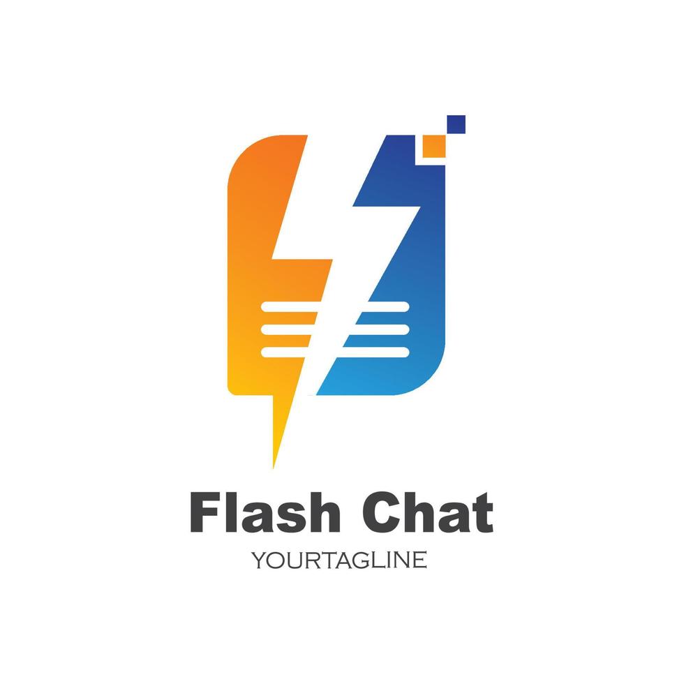Ilustración de vector de icono de logotipo de mensaje de chat flash