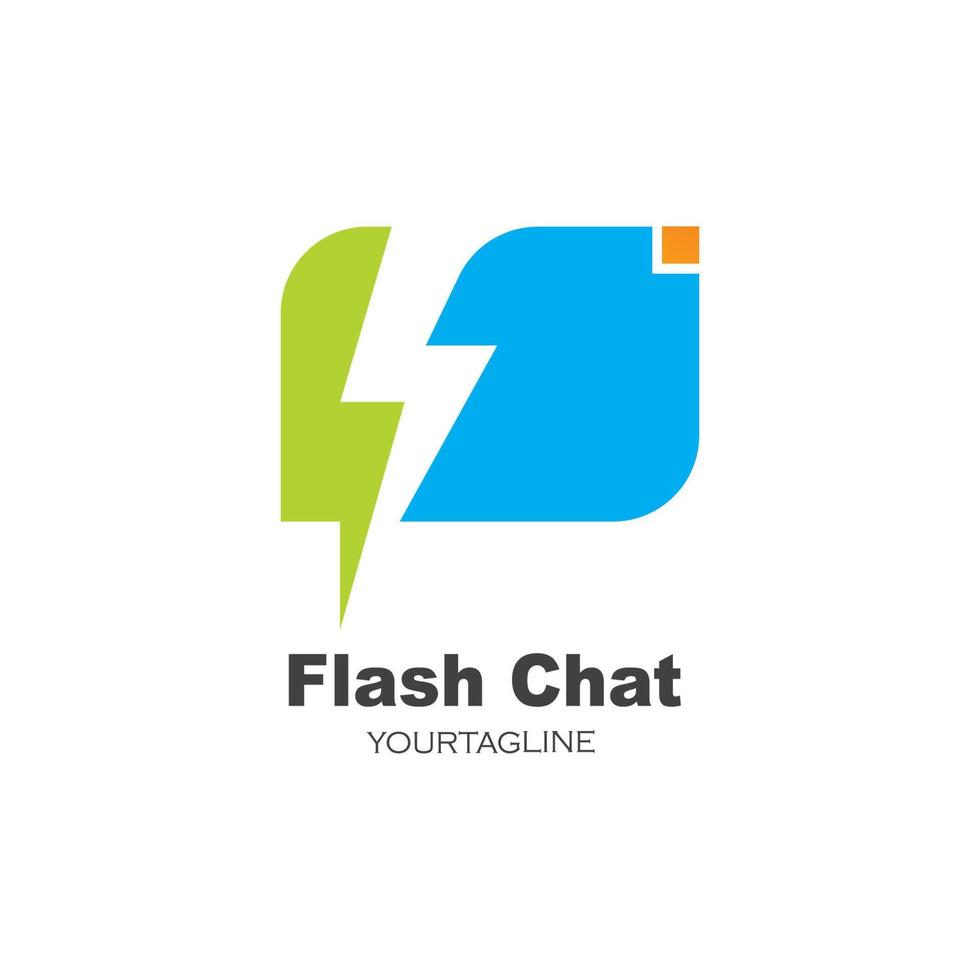flash chat message logo icon vector illustration