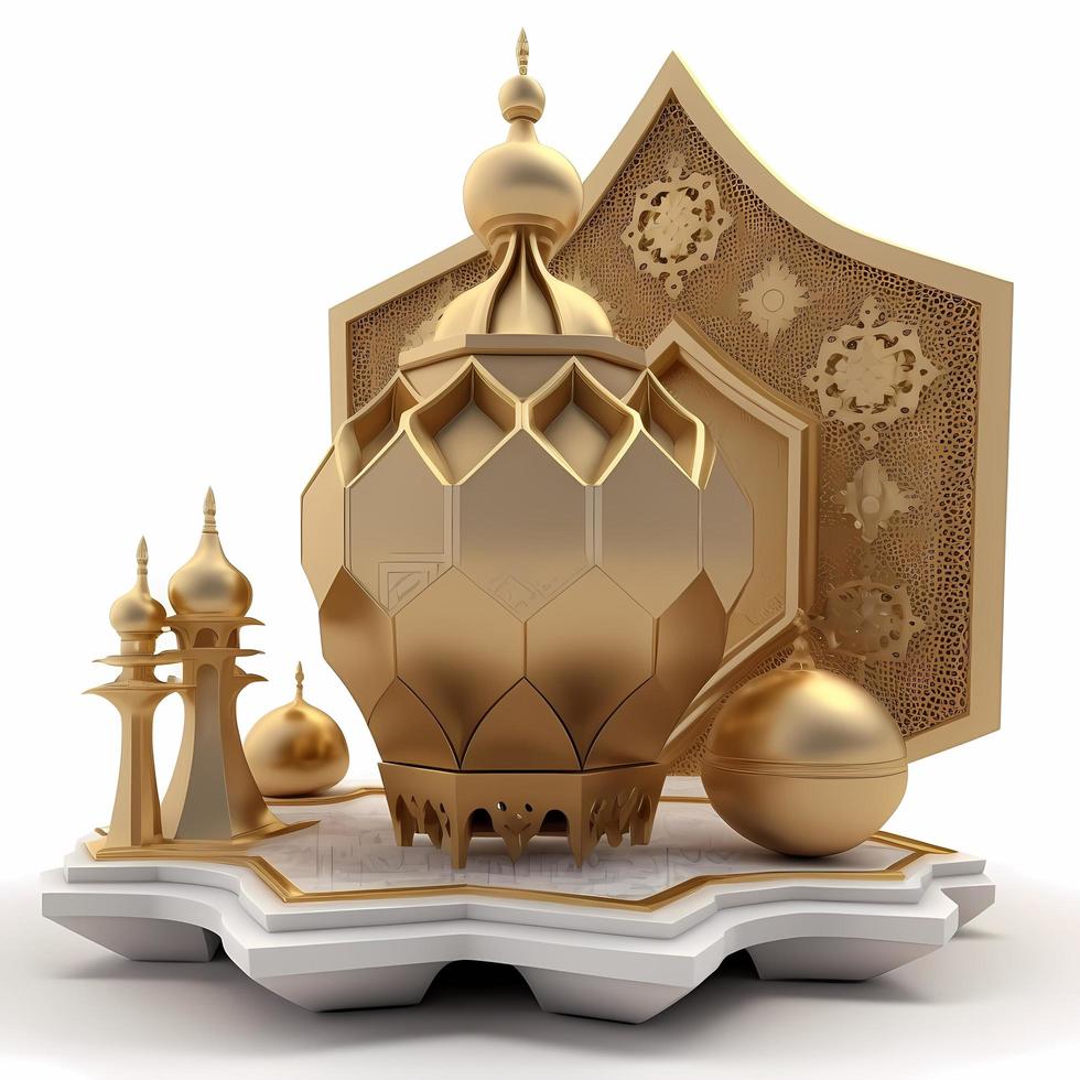 Illustration of ramadan kareem decoration, 3D Render photo