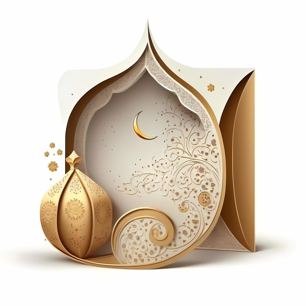 ilustración de la decoración ramadan kareem, 3d render foto