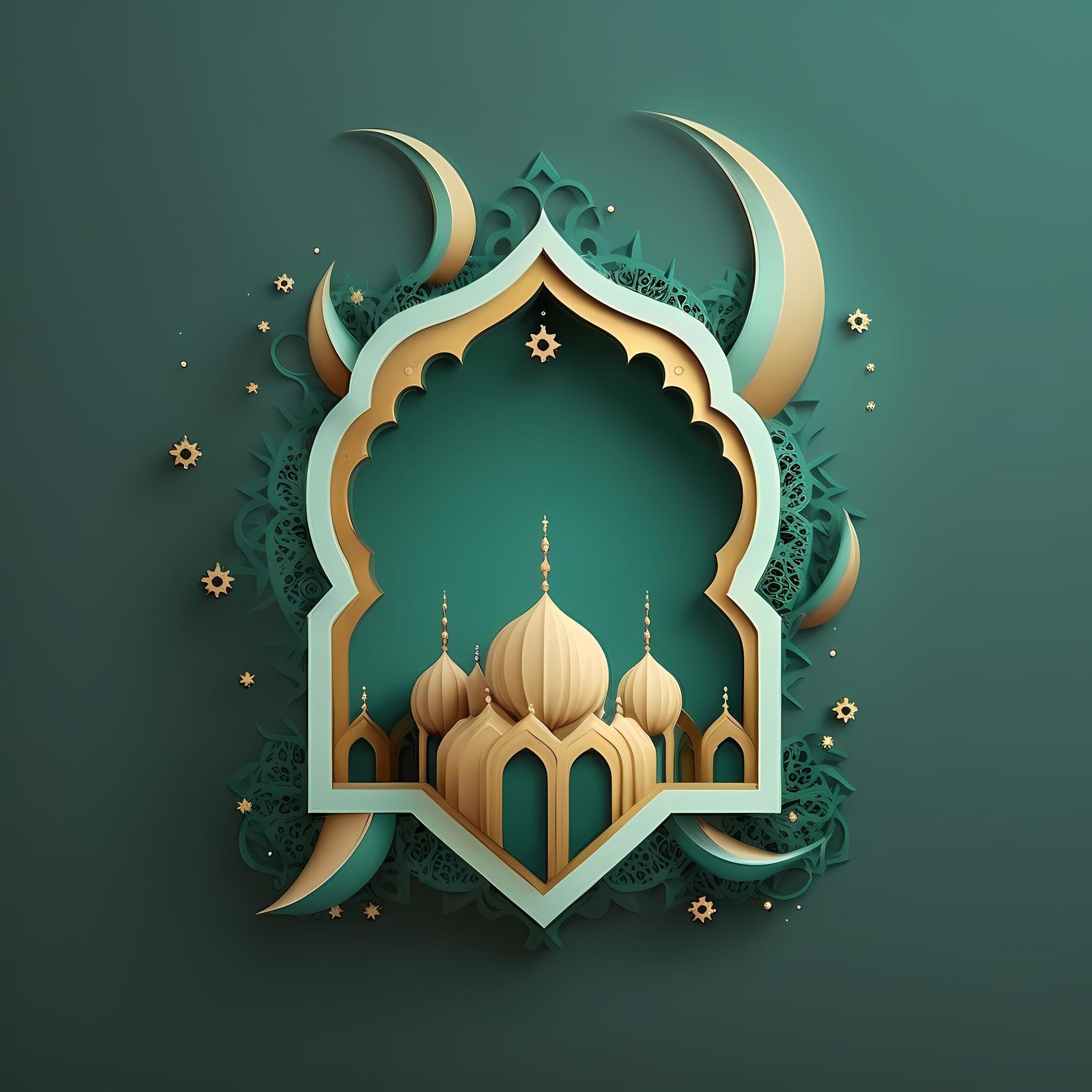 ilustración de la decoración ramadan kareem, 3d render 18987649