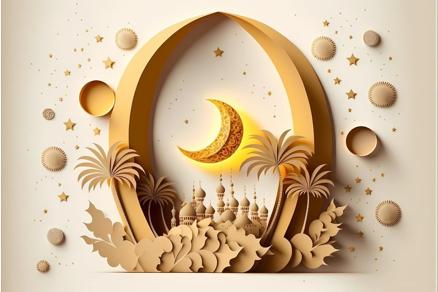 ilustración de la decoración ramadan kareem, 3d render 18987649