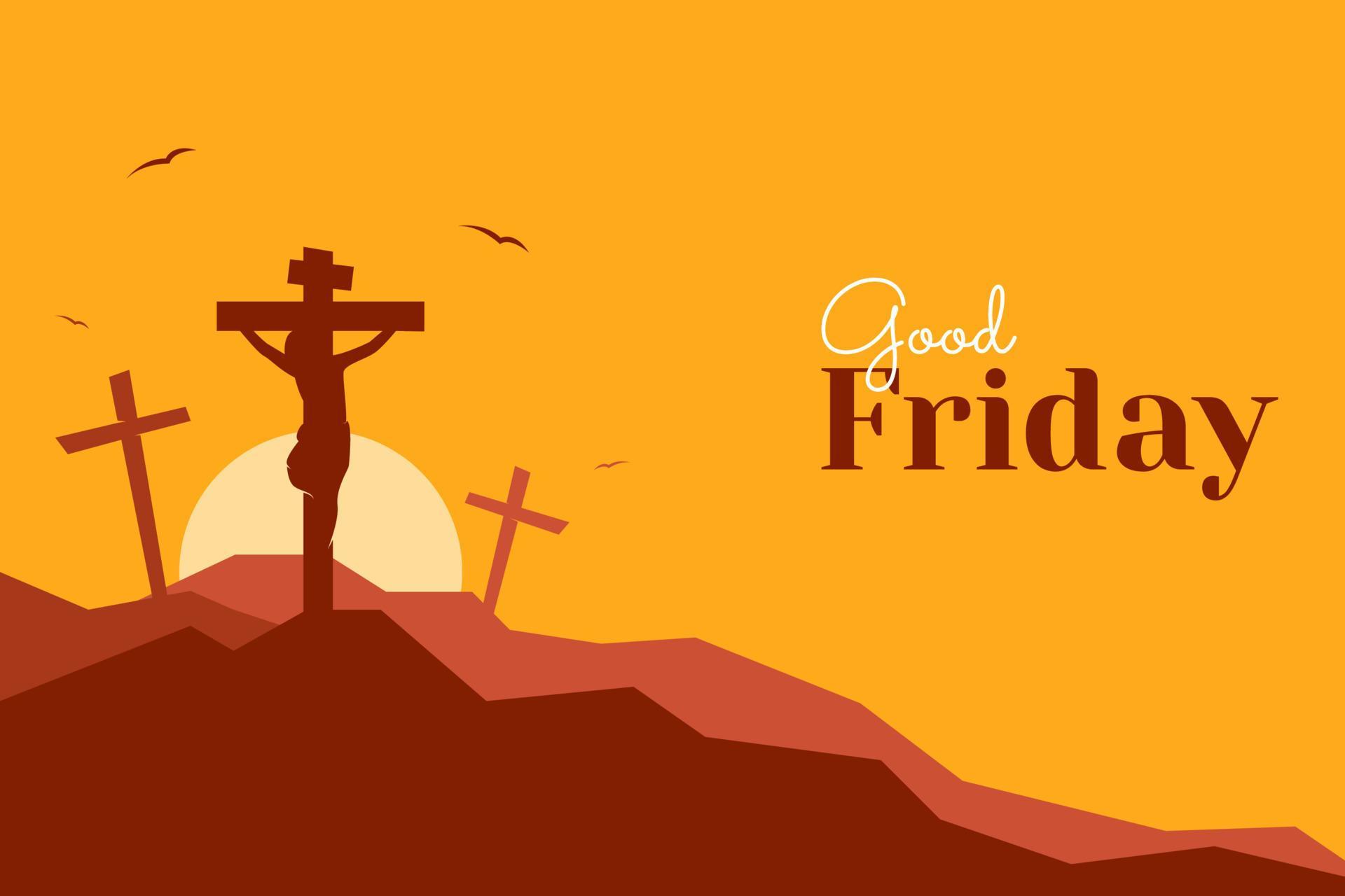 Good Friday background with three crosses on the mountain. Christian