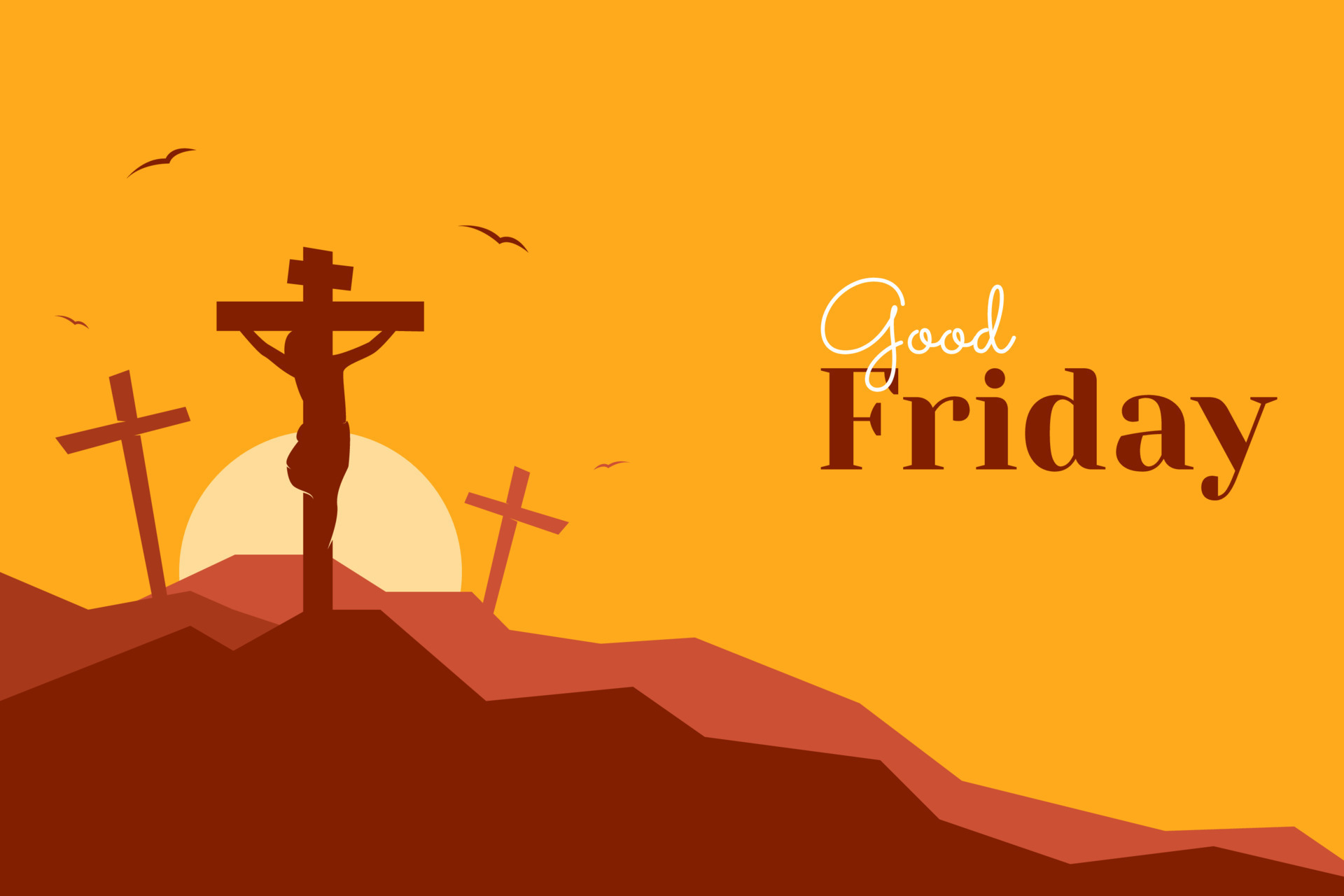 Good Friday background with three crosses on the mountain. Christian