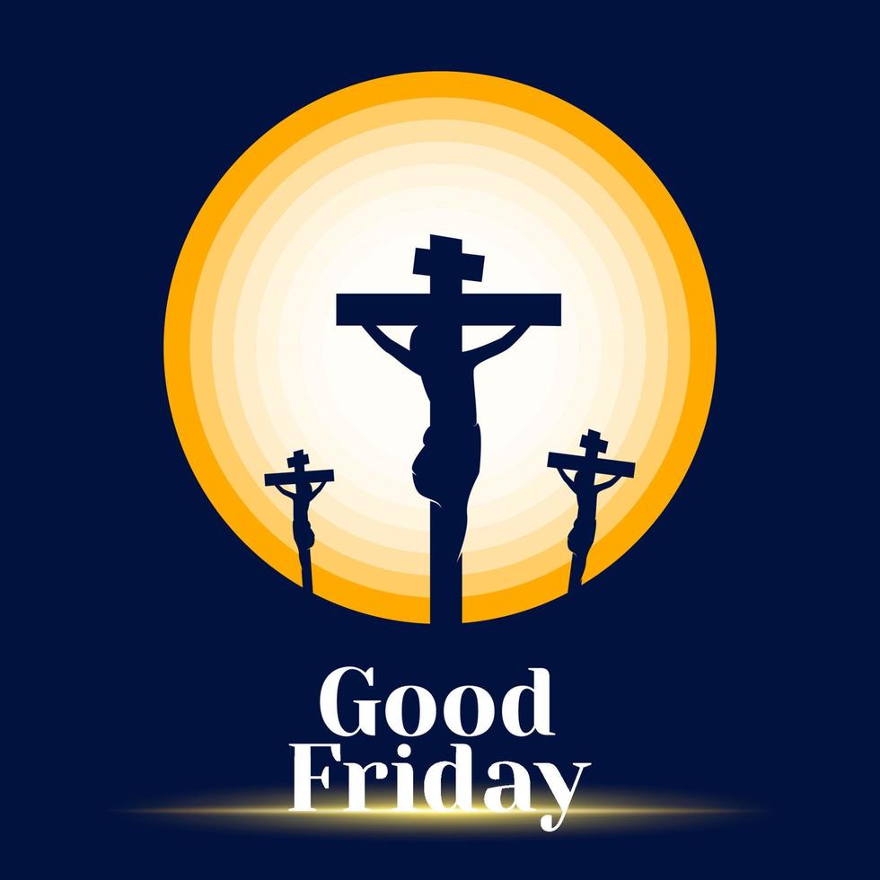 crucifixion of Jesus Christ and a crown of thorns. Good friday background template. Easter concept design. Christian holy week. vector art illustration.