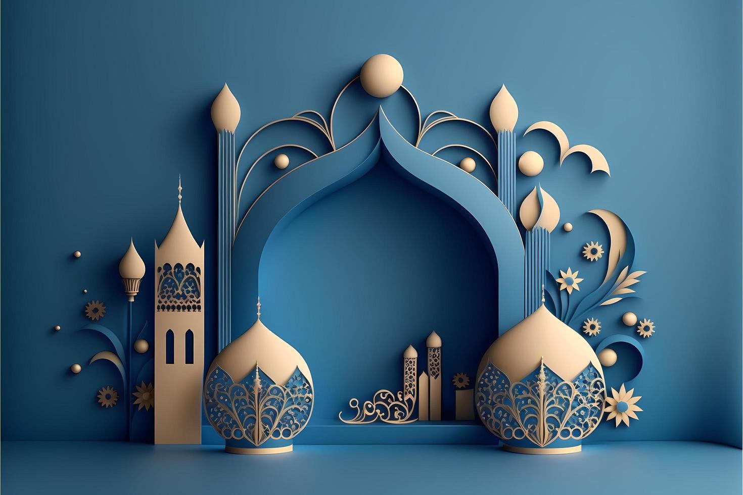 Illustration of ramadan kareem decoration, 3D Render photo