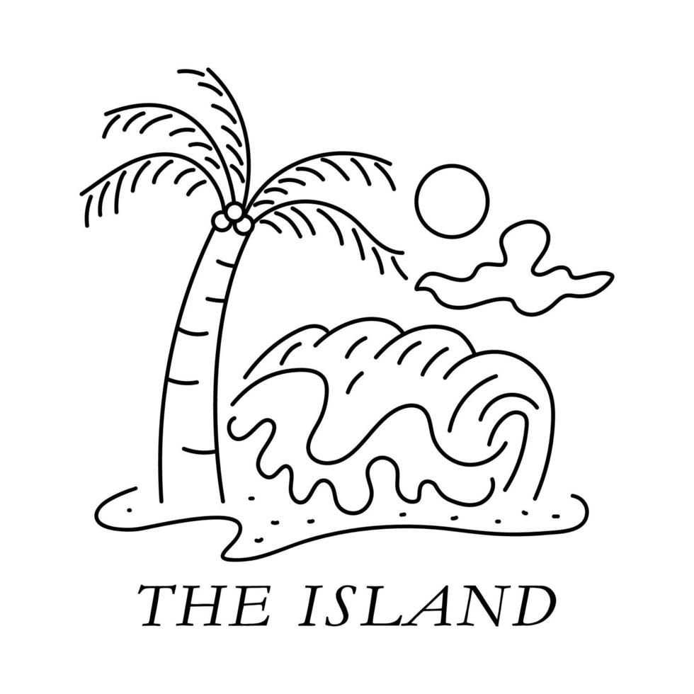 The Beautiful Island Mono Line Illustration Design vector